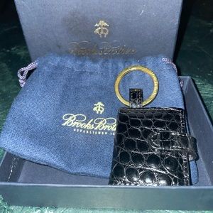 Brooks Brothers Black Alligator Mini Portfolio Window Keychain